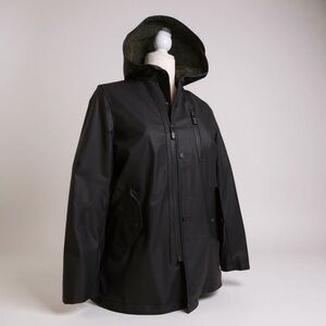 Zara Kids Black Raincoat with Hood Sherpa lined